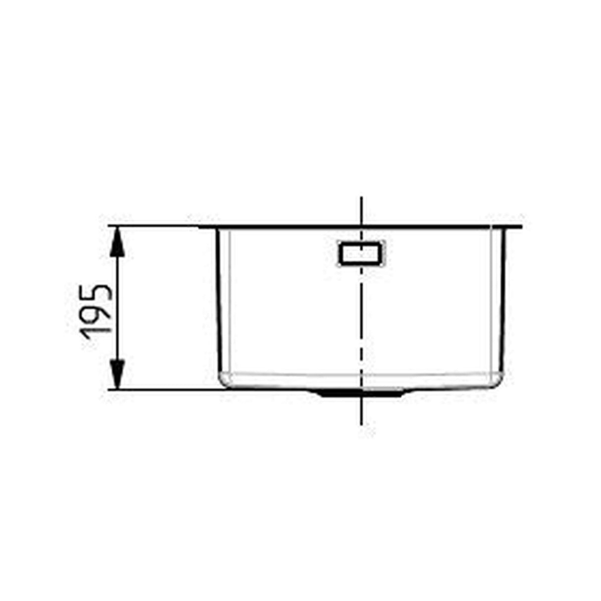 Technical drawing with dimensions for Alveus Kombino 20 Undermount Sink for 400mm Cabinet in Single Bowl Stainless Steel Depth Dimension