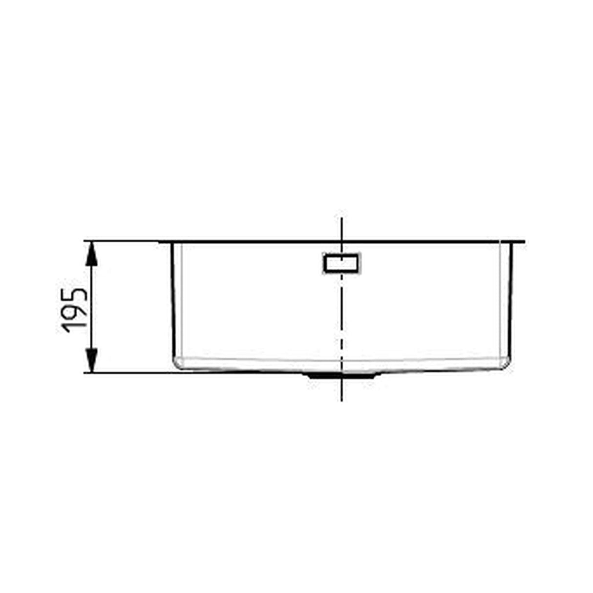 Technical drawing with dimensions for Alveus Kombino 50 Undermount Sink For 600mm Cabinet In Single Bowl Stainless Steel Depth Dimension