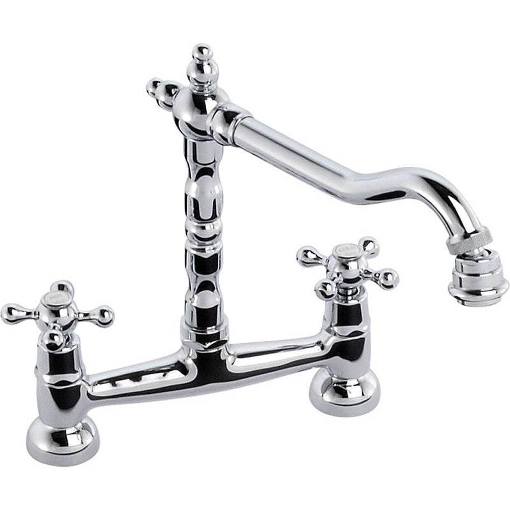 Abode Melford Traditional Bridge Dual Lever Kitchen Mixer Tap