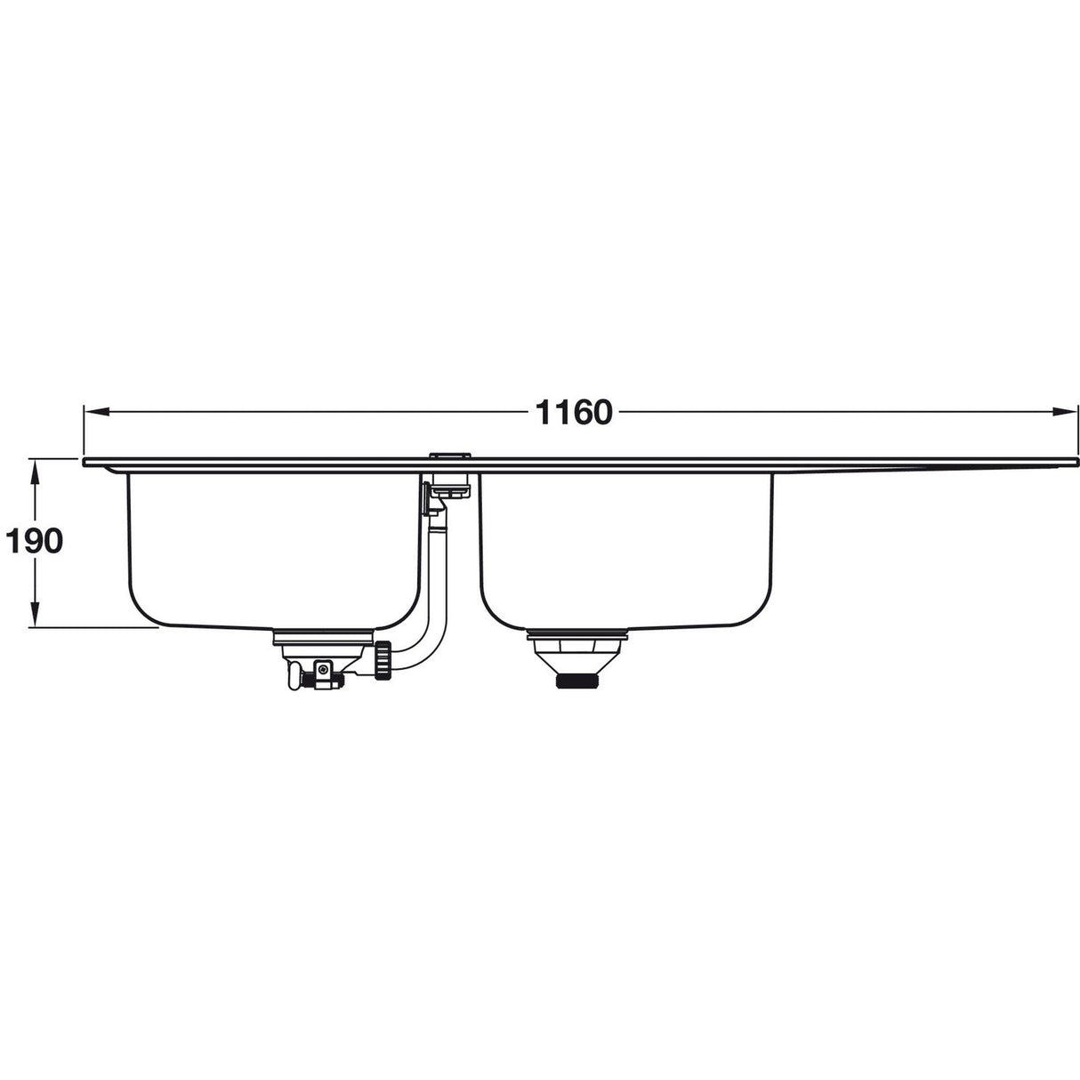 Grohe K500 Inset Mount Single Bowl Kitchen Sink for 800mm Cabinet in Stainless Steel Satin Dimension