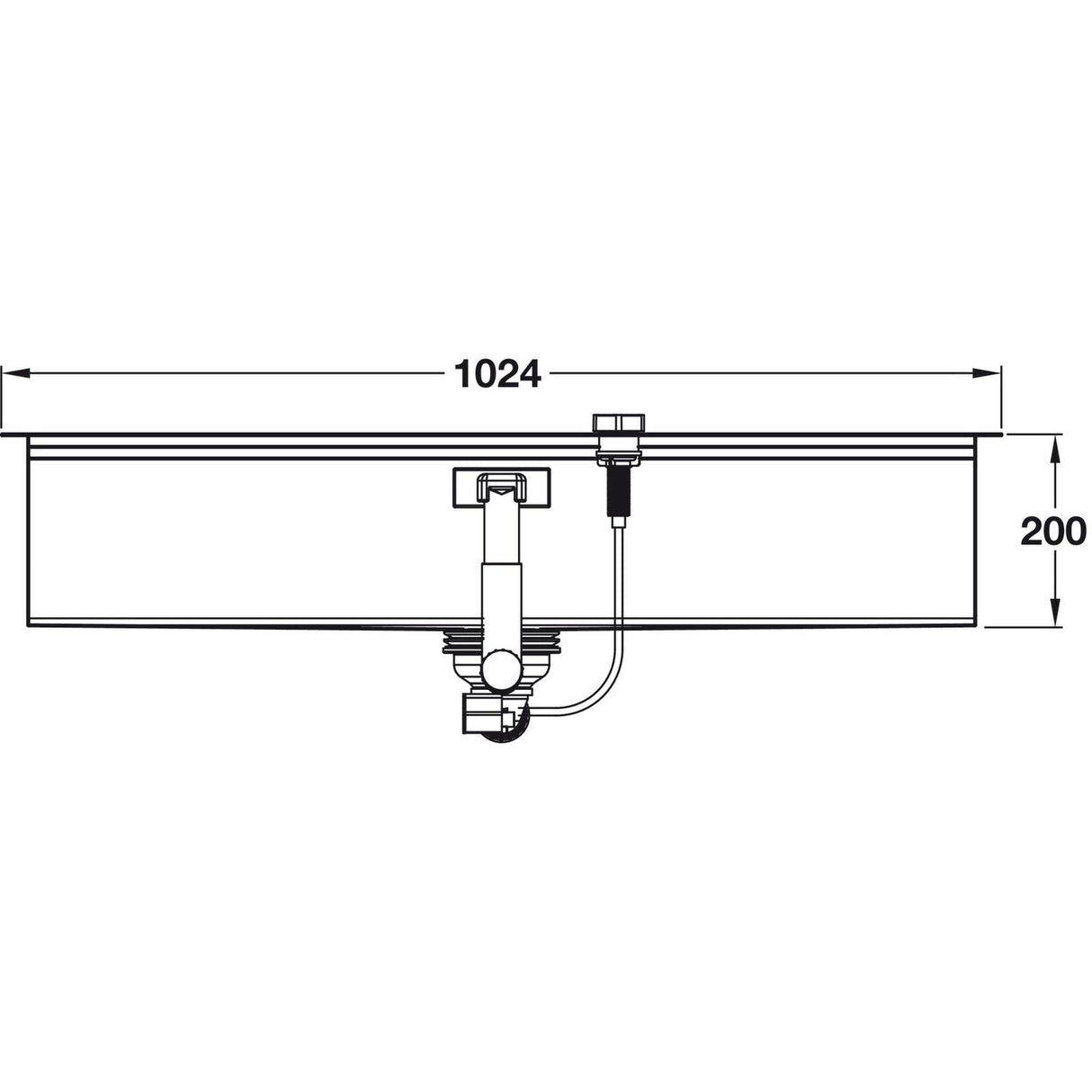 Technical drawing with dimensions for Grohe K800 Flush Mount Inset Mount Single Bowl Kitchen Sink for 1,200mm Cabinet in Stainless Steel Satin Dimension