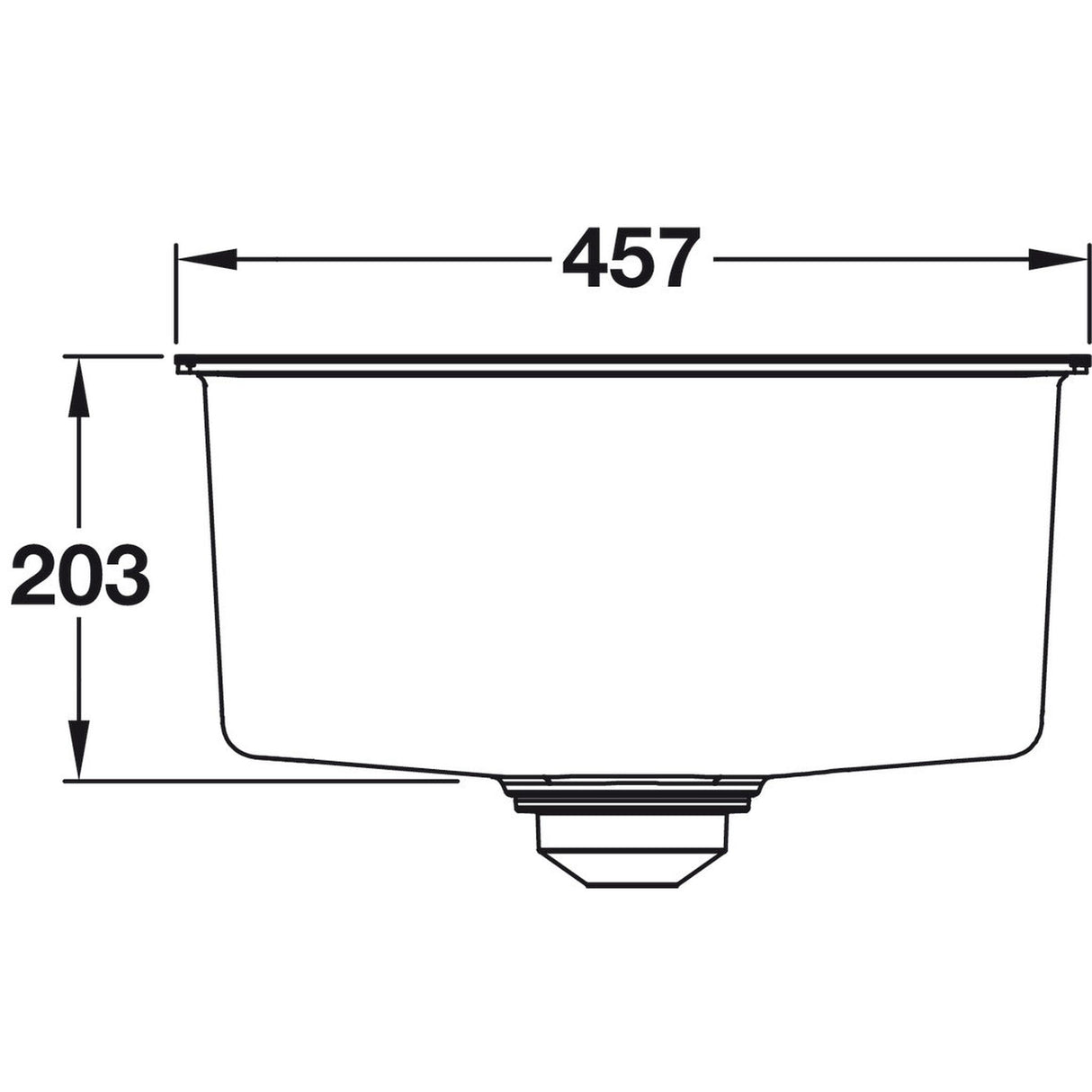 Grohe K700 Undermount, Inset Mount Single Bowl with Quartz Composite Kitchen Sink For 50mm Cabinet in Stainless Steel Black Dimension
