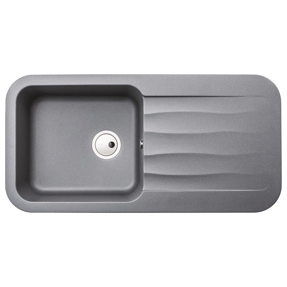 Abode Dune Inset Mount Single Bowl Kitchen Sink For 600mm Cabinet in Composite Light Grey Metallic