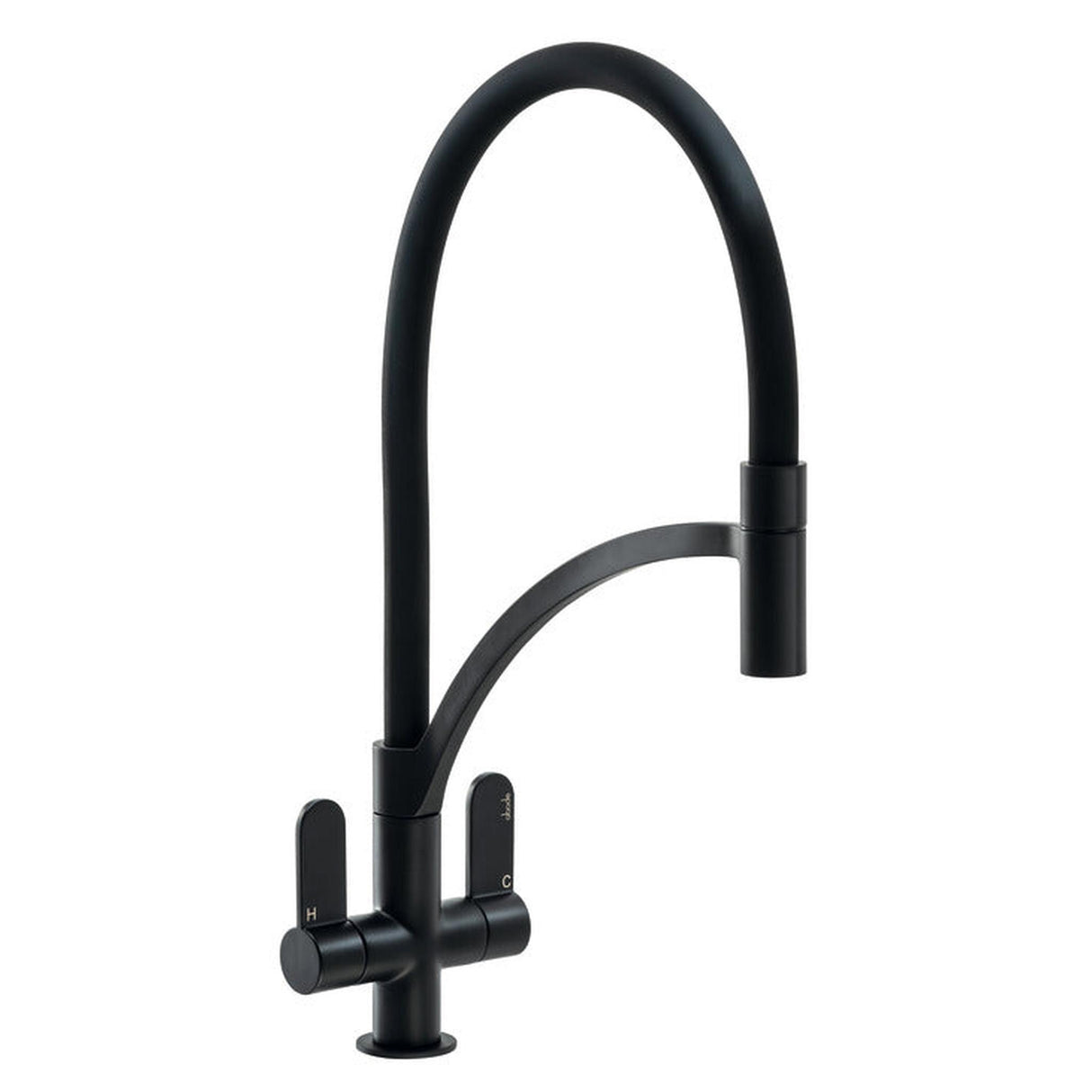 Abode Genio Professional C-Spout Mixer Tap With Dual Lever Matt Black 56996390