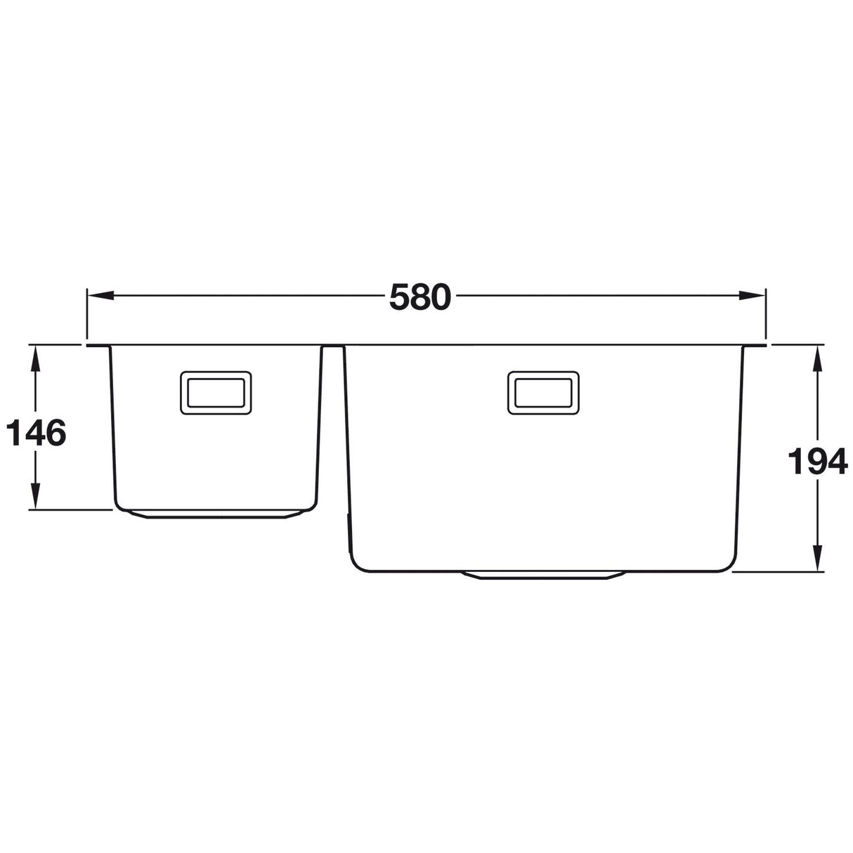Abode Matrix R15 Undermount Inset Mount One And Half Bowl Kitchen Sink For800mm Cabinet in Stainless Steel Brushed Dimension