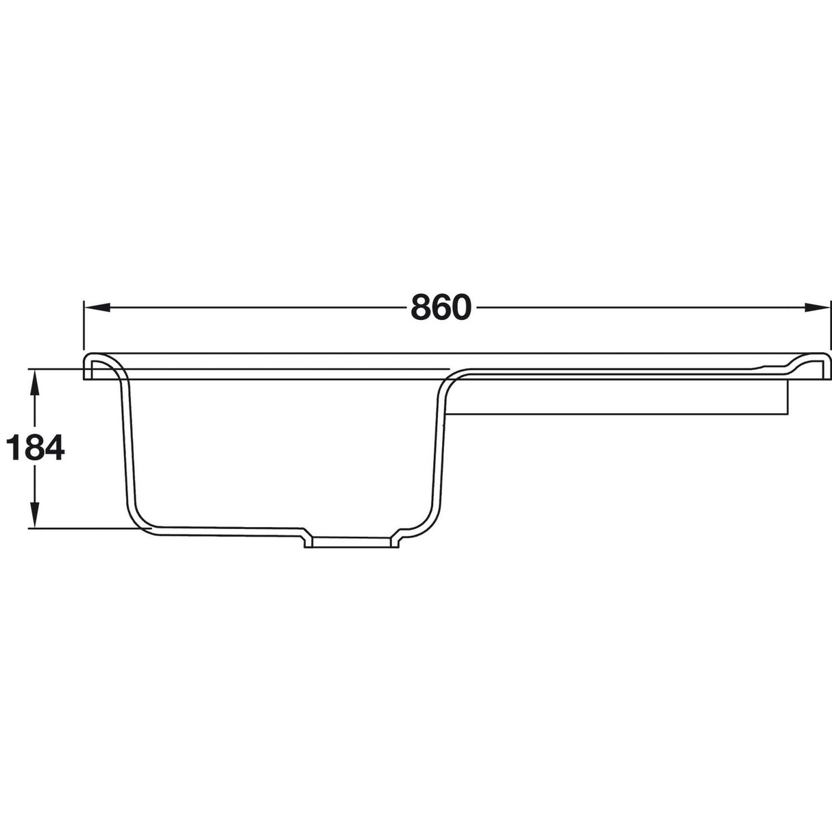 Abode Milford Inset Mount Single Bowl Kitchen Sink For 450mm Cabinet in Ceramic White 57747710 Dimension