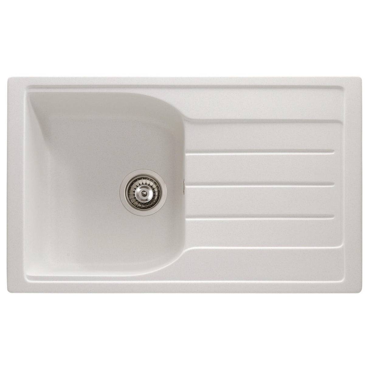 Abode Oriel Inset Mount Single Bowl Kitchen Sink For450mm Cabinet in Composite BWhite Frosted 56990498