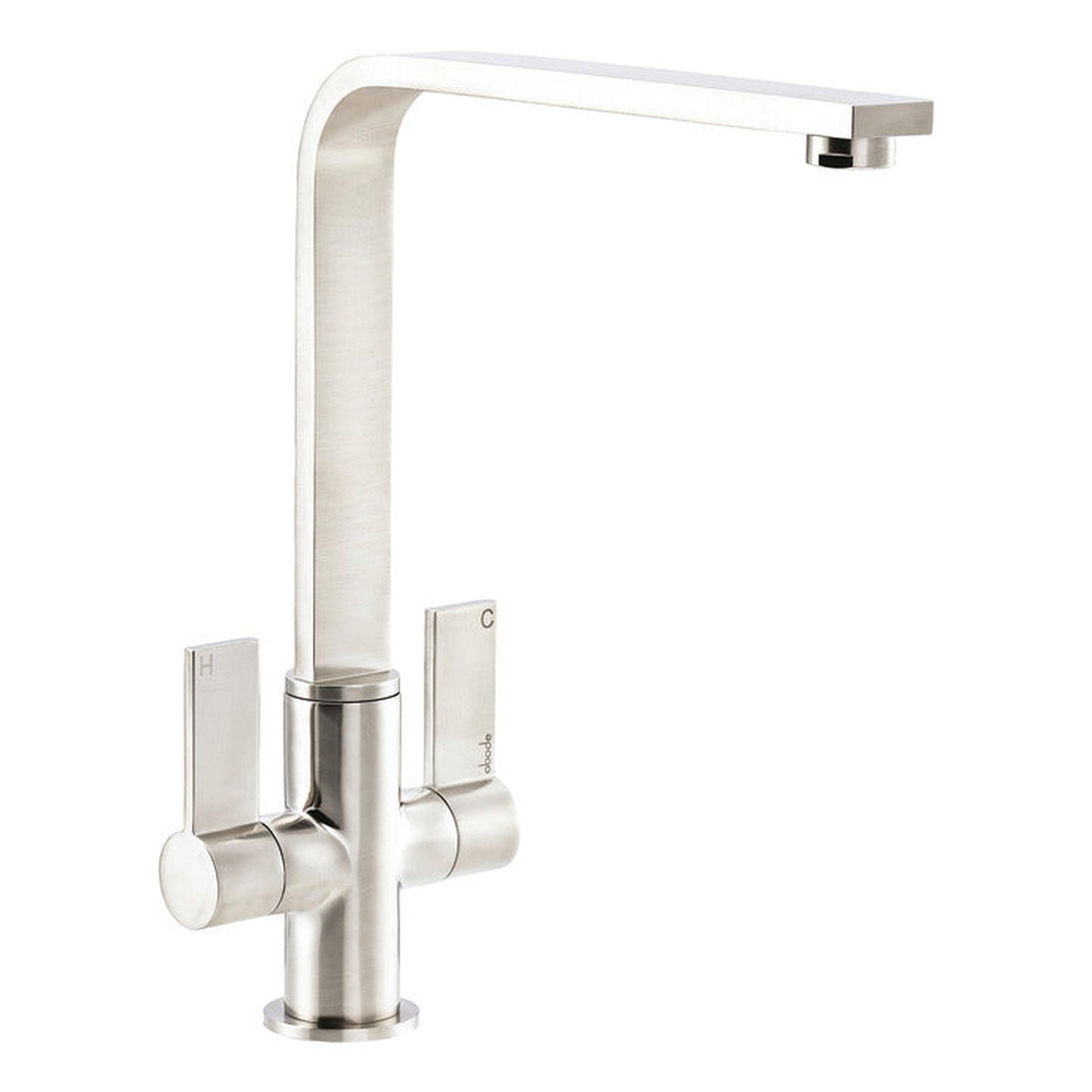 Abode Quantic L-Spout Mixer Tap With Dual Lever In Brushed Nickel 56990354