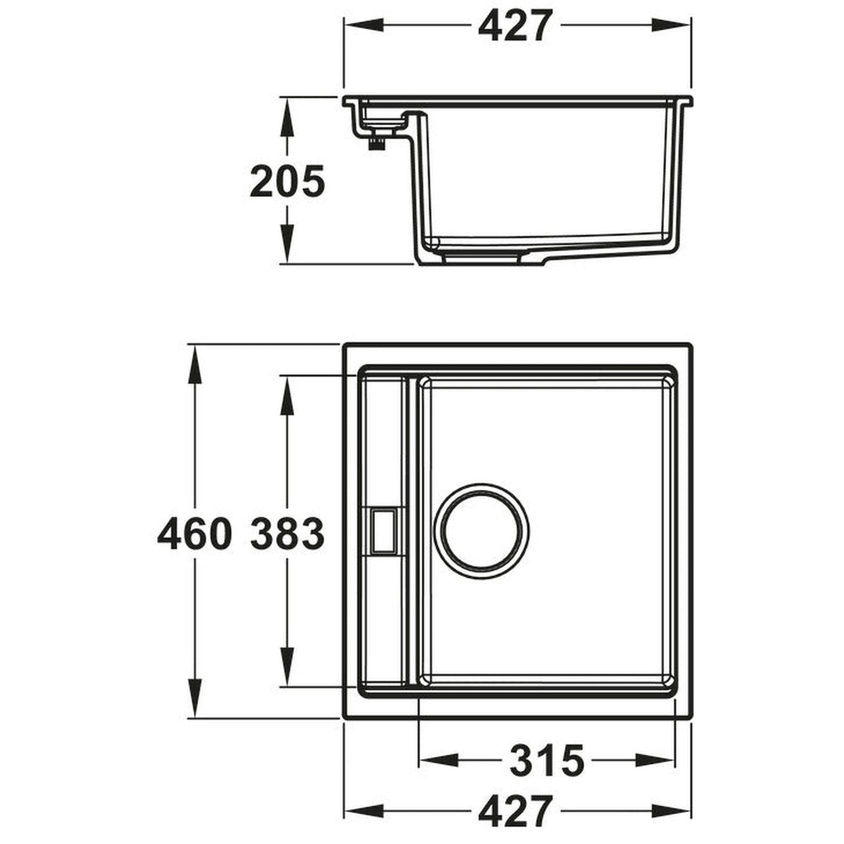 Abode Synchronist Undermount Inset Mount One And Quater Bowl Kitchen Sink Accessories For 450mm Cabinet in Composite Dimension