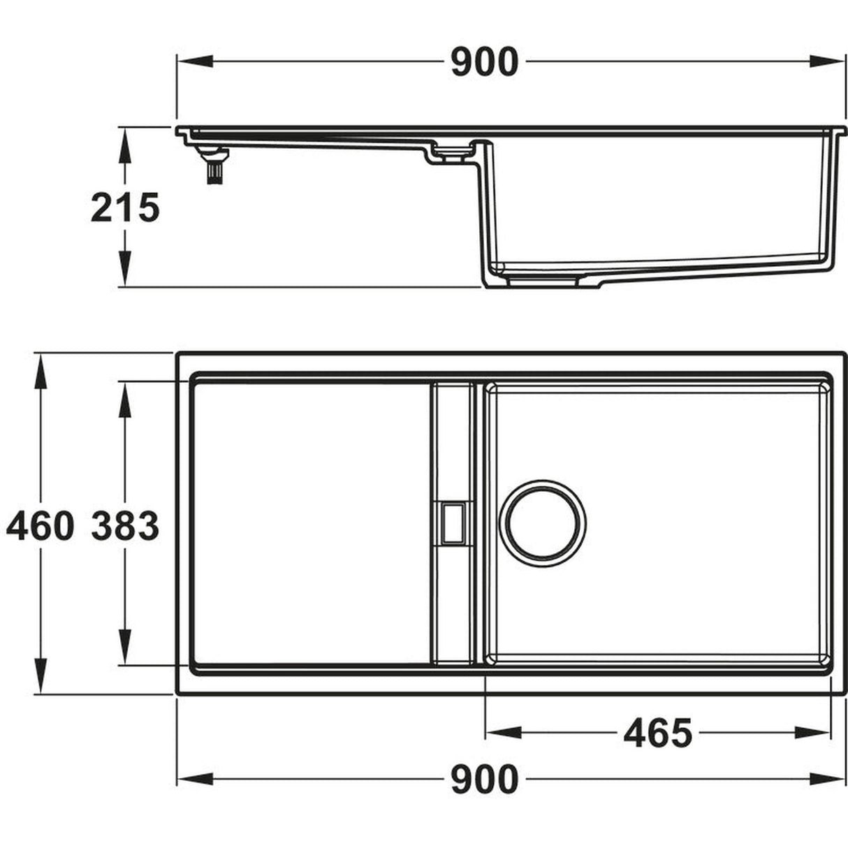 Abode Synchronist Undermount Inset Mount One And Quater Bowl Kitchen Sink Accessories For 600mm Cabinet in Composite Dimension