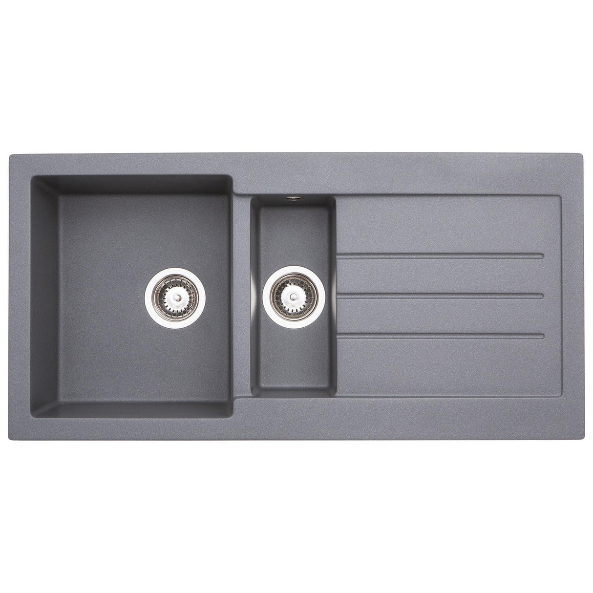 Abode Xcite Inset Mount One and Half Bowl Kitchen Sink For 600mm Cabinet in Composite Grey Metallic