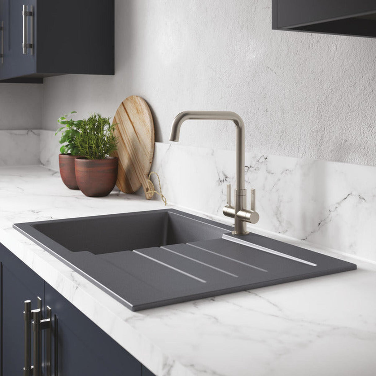 Abode Xcite Inset Mount Single Bowl Kitchen Sink Accessories For 450mm Cabinet in Composite Lifestyle