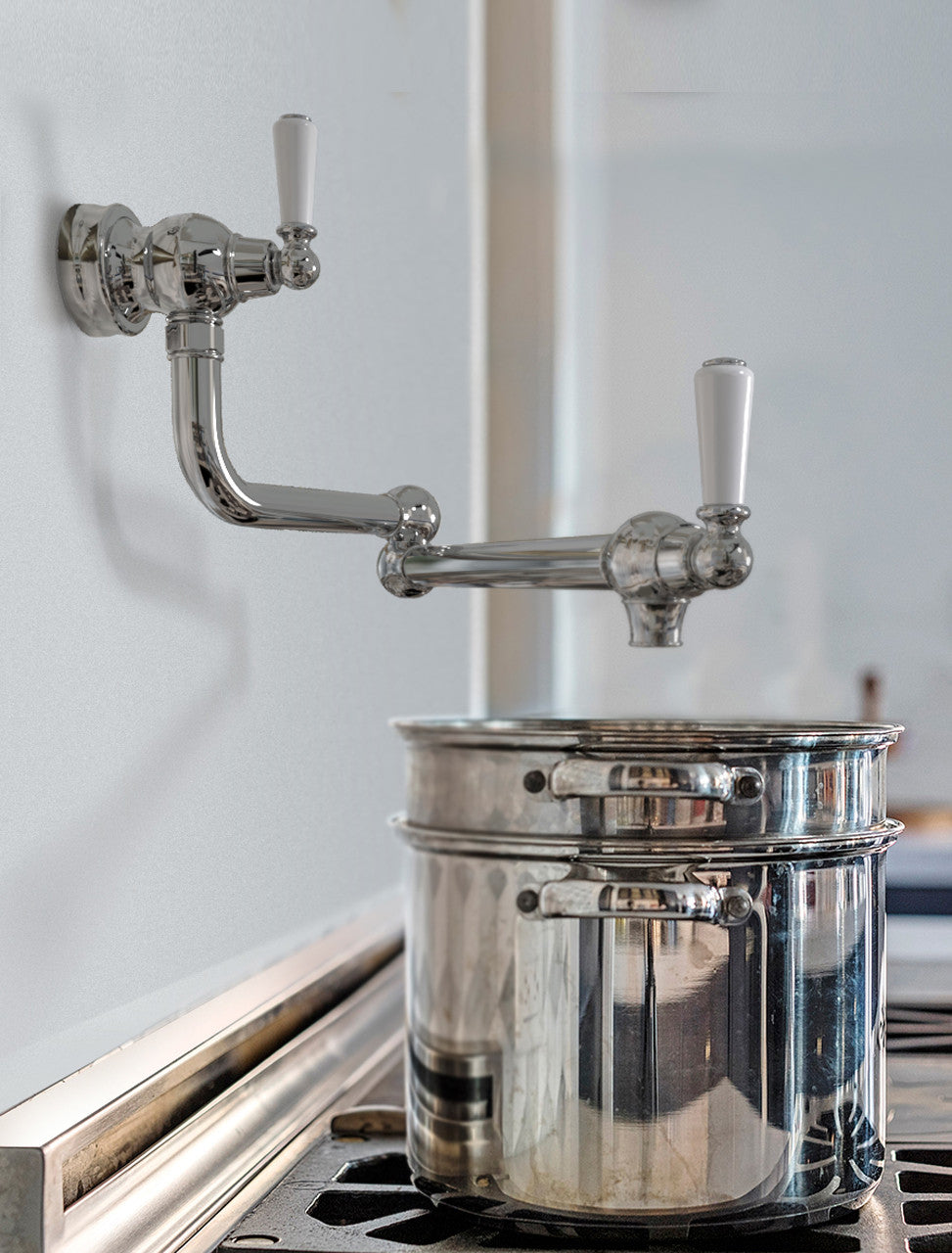 Bidbury & Co. Aldsworth Twin Lever Pot Filler With Porcelain Handles