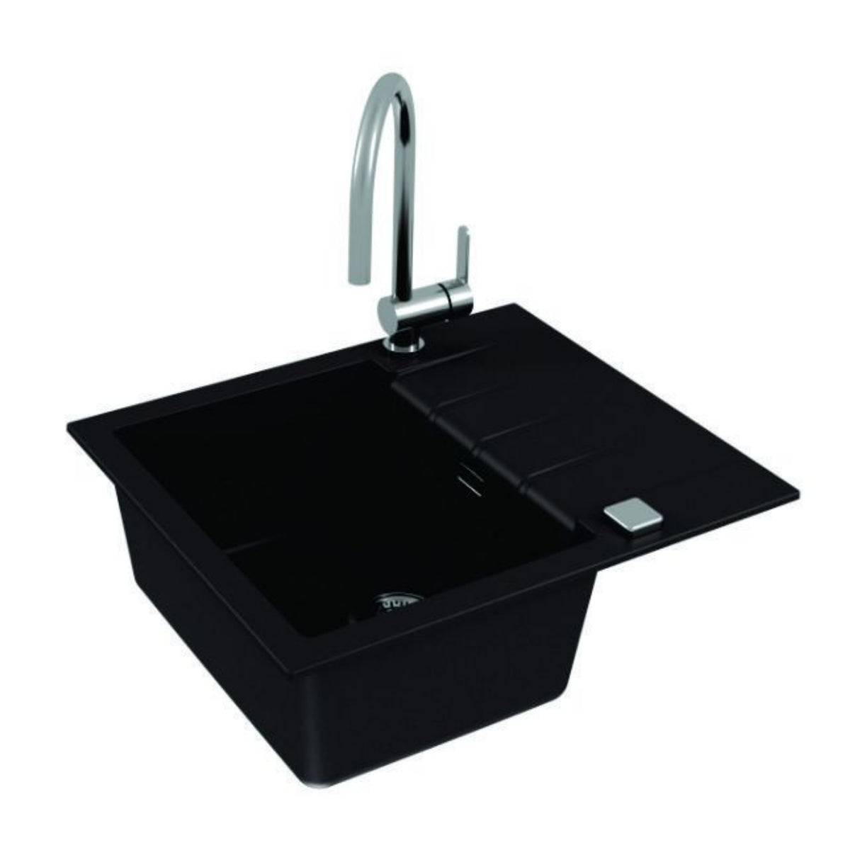 Alveus Cadit 10 Inset Sink for 450mm Cabinet in Single Bowl Single Drainer Carbon Side View