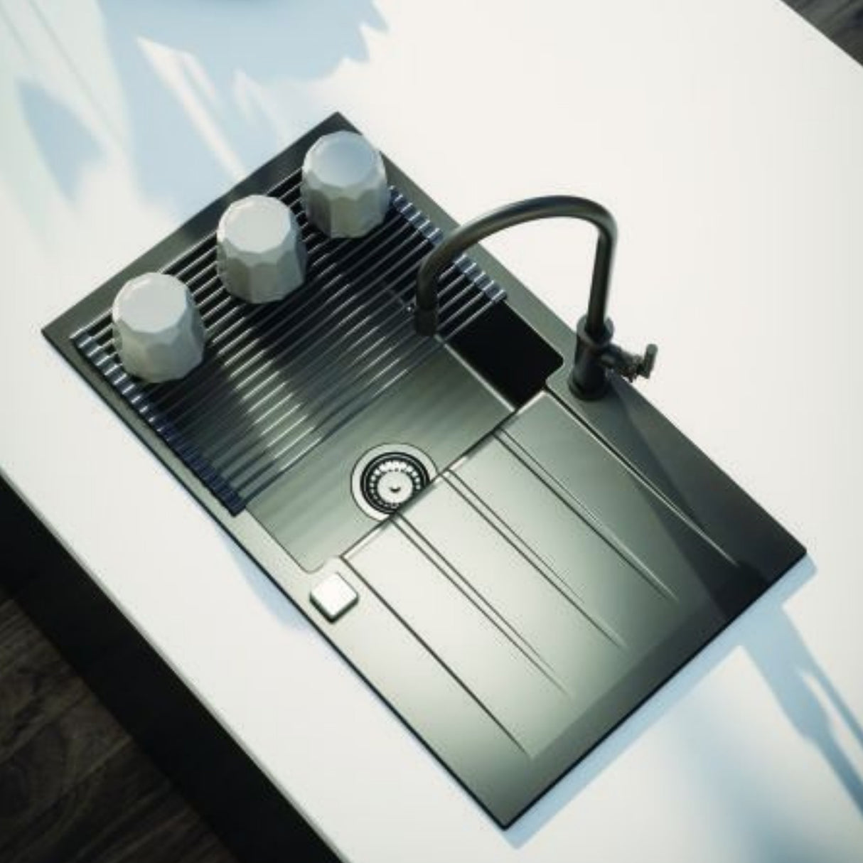 Alveus Cadit 40 Inset Sink for 600mm Cabinet in Single Bowl Single Drainer Carbon Life Style