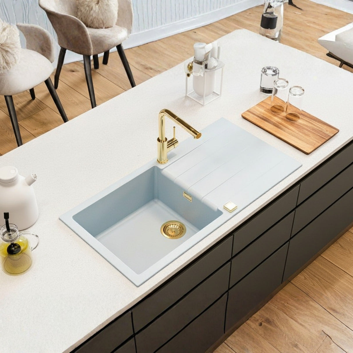 Alveus Cadit 50 Inset Sink for 600mm Cabinet in Single Bowl Single Drainer Arctic Life Style