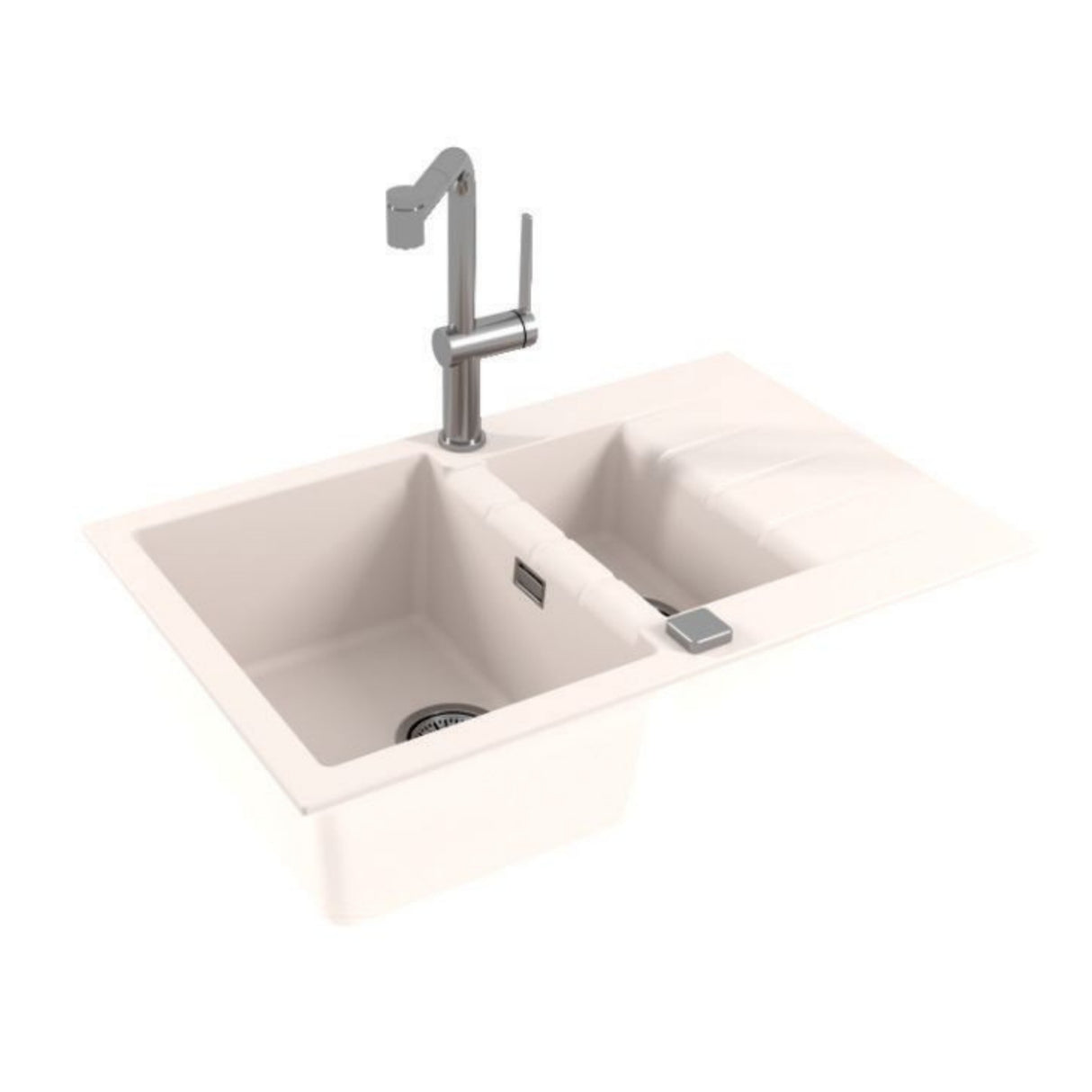 Alveus Cadit 70 Inset Sink for 600mm Cabinet in One and Half Bowl Arctic Side View