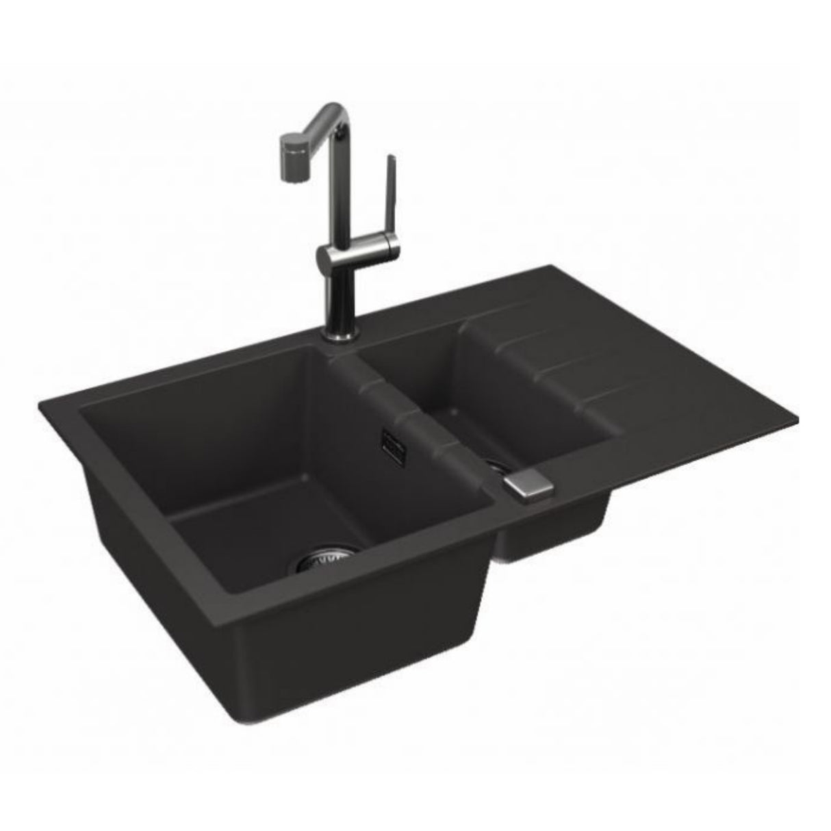 Alveus Cadit 70 Inset Sink for 600mm Cabinet in One and Half Bowl Carbon Side View