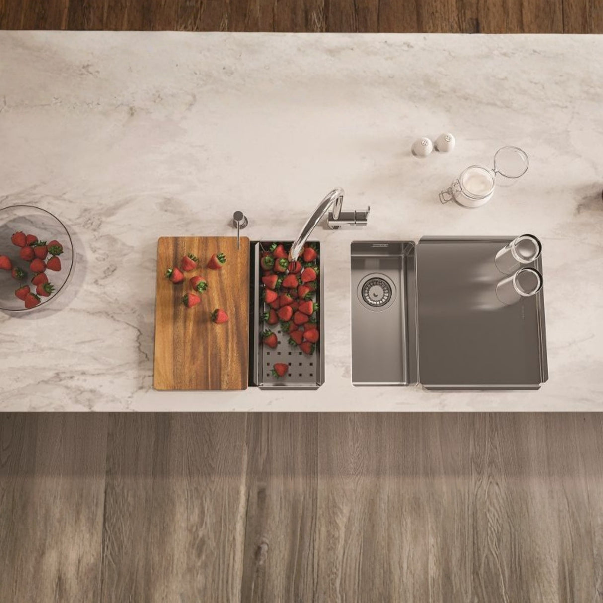 Alveus Kombino 10 Undermount Sink For 300mm Cabinet In Single Bowl Stainless Steel Life Style