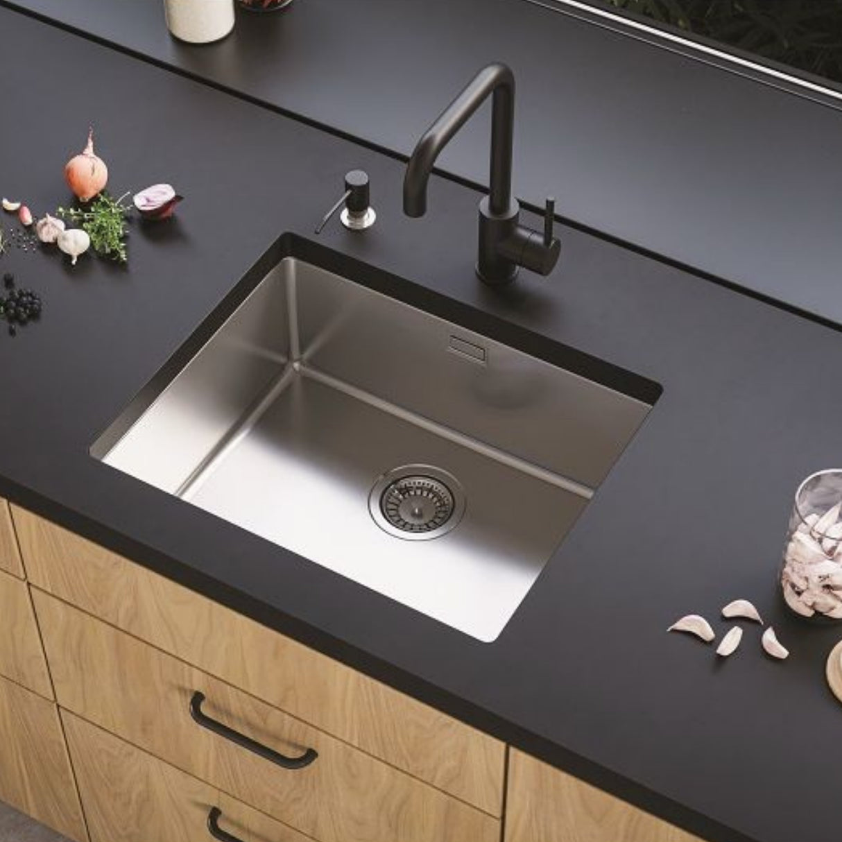 Alveus Kombino 50 Undermount Sink For 600mm Cabinet In Single Bowl Stainless Steel Life Style