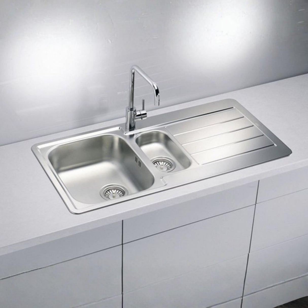 Alveus Line 10 Inset Sink For 600mm Cabinet In One and Half Bowl Stainless Steel