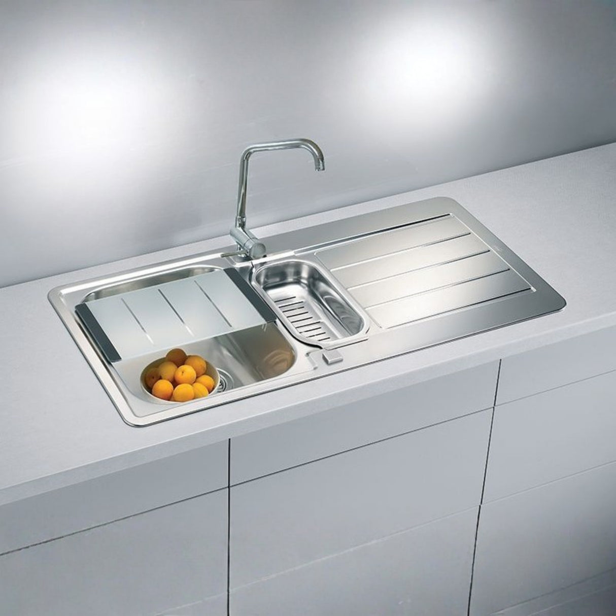Alveus Line Maxim 10 Inset Sink for 600mm Cabinet in One and Half Bowl Stainless Steel Life Style