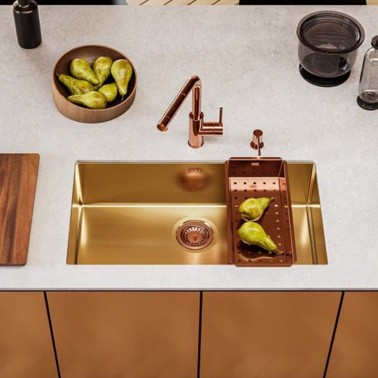 Alveus Monarch Quadrix 60 Sink for 800-900mm Cabinet in Single Bowl Copper Life Style