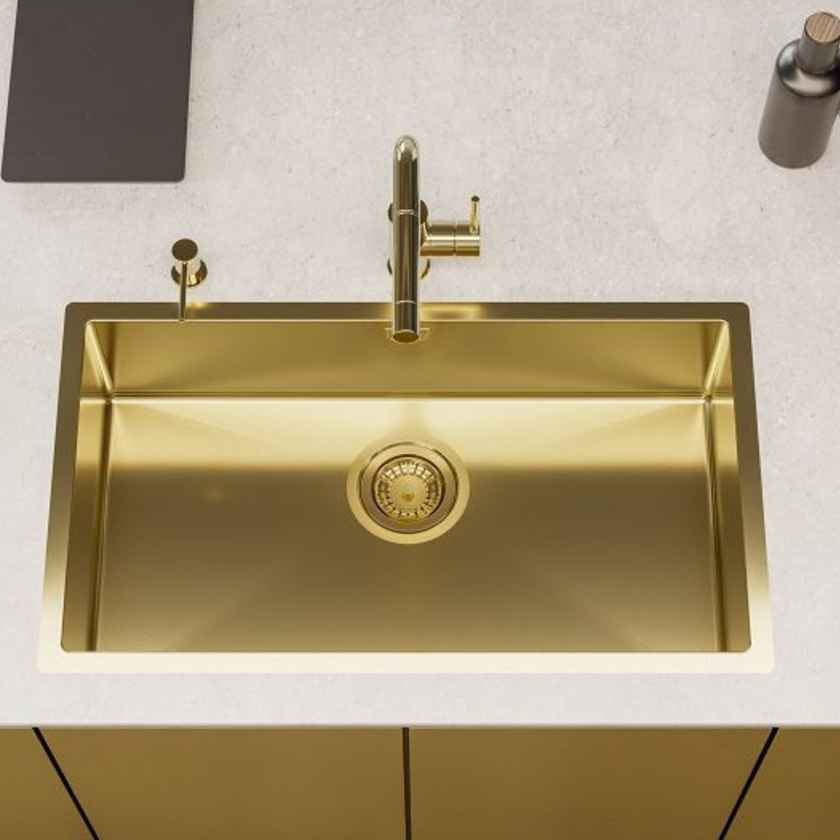 Alveus Monarch Quadrix 60 Sink for 800-900mm Cabinet in Single Bowl Gold Life Style
