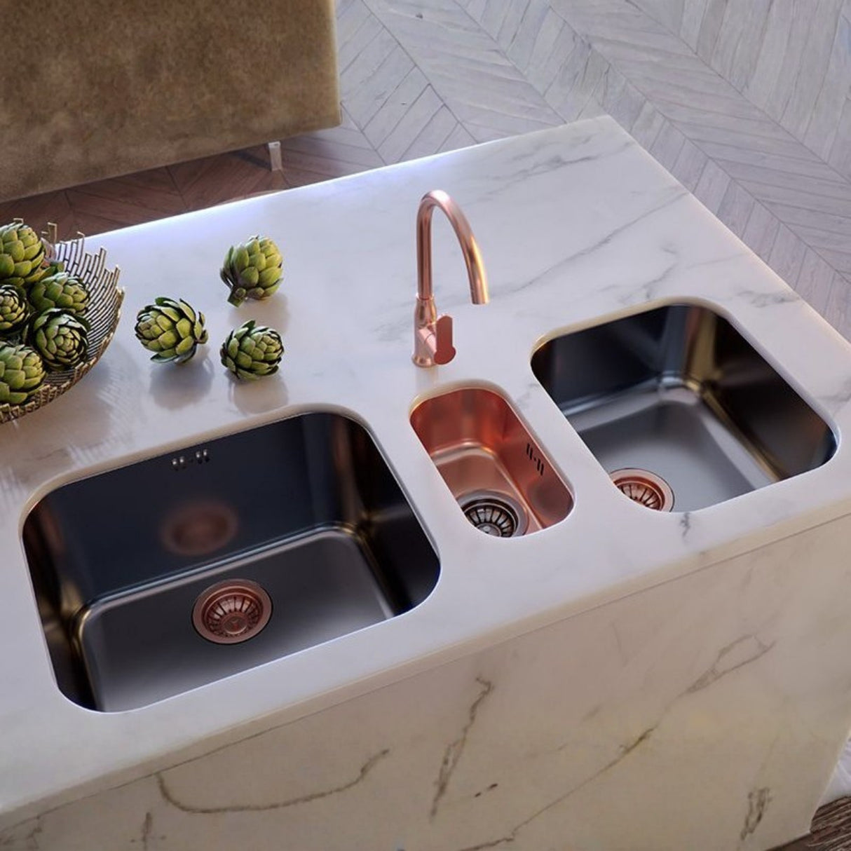 Alveus Monarch Variant 40 Undermount Sink for 300mm Cabinet in Single Bowl Bronze Life Style