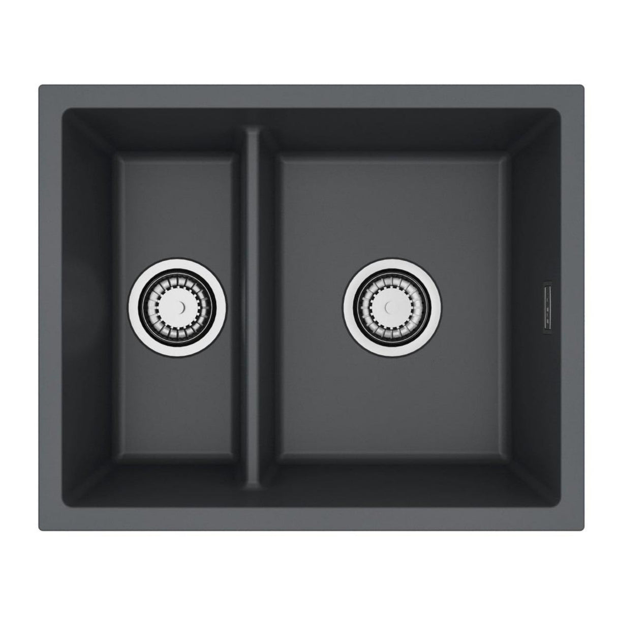 Alveus Omni 50 Undermount Sink for 600mm Cabinet In Single Bowl Single Drainer Black Front View
