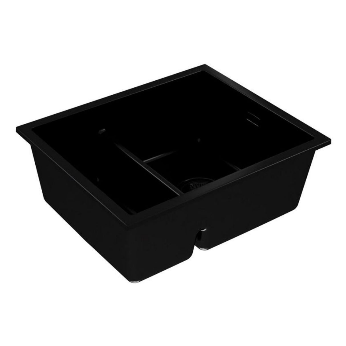 Alveus Omni 50 Undermount Sink for 600mm Cabinet In Single Bowl Single Drainer Black Side View