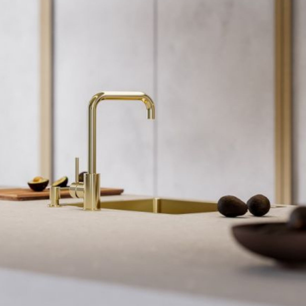 Alveus Oz Monarch Kitchen Mixer Tap with Single Lever in Gold Life Style