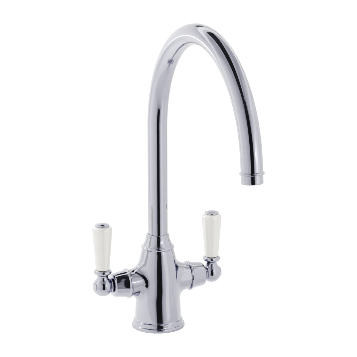 Bidbury & Co. Amesbury Kitchen Mixer Tap with White Tipped Lever Handles & Regal Aesthetic