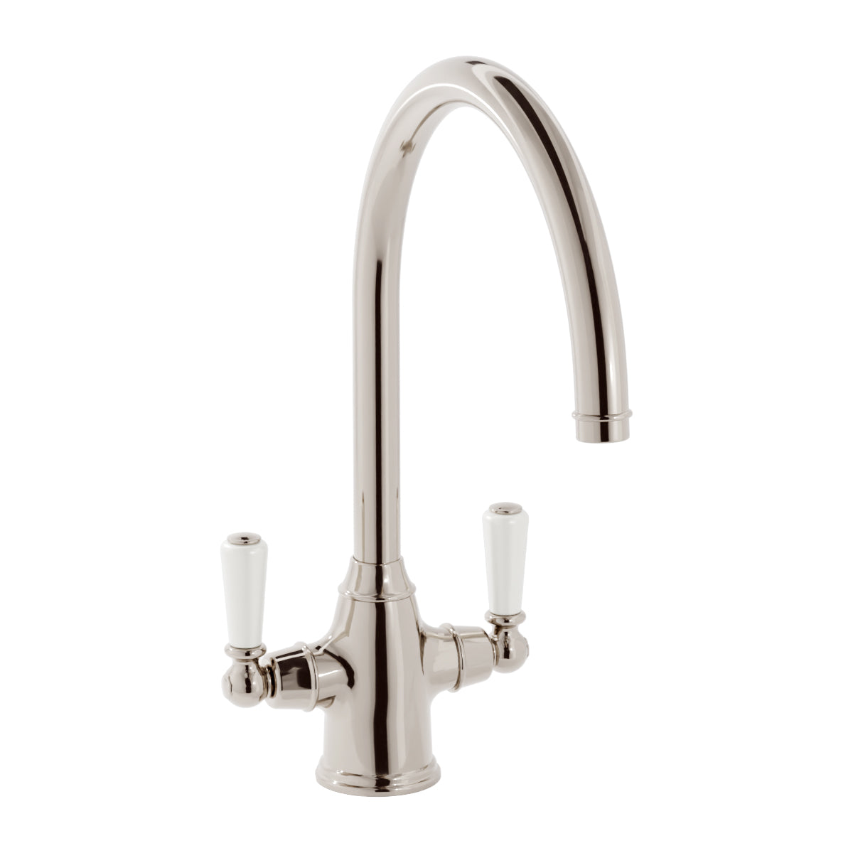 Bidbury & Co. Amesbury Kitchen Mixer Tap with White Tipped Lever Handles & Regal Aesthetic