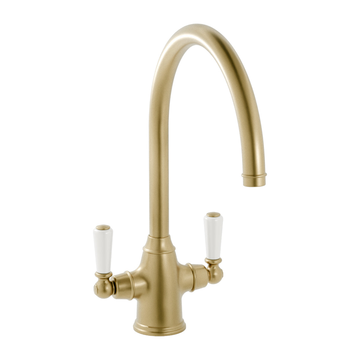 Bidbury & Co. Amesbury Kitchen Mixer Tap with White Tipped Lever Handles & Regal Aesthetic