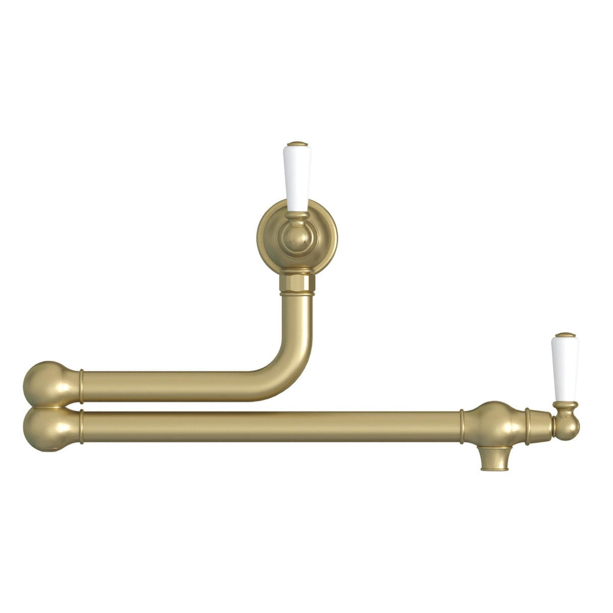 Bidbury & Co. Aldsworth Twin Lever Pot Filler With Porcelain Handles Old English brass 57866880