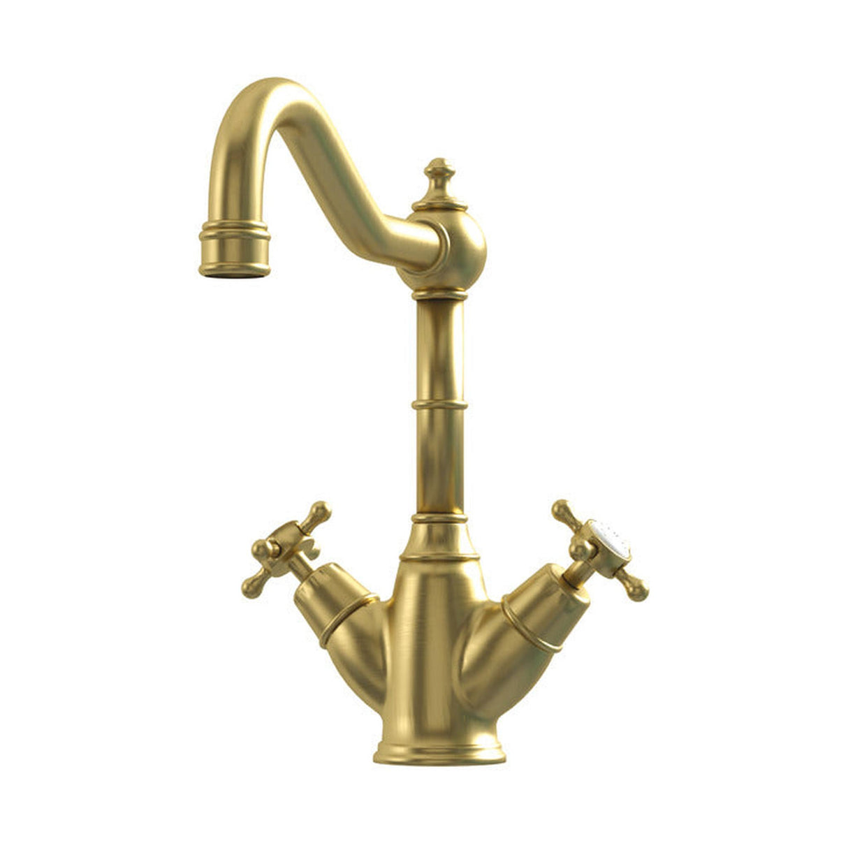 Bidbury & Co. Country Style Spout Crosshead Handles Mixer Tap With Dual Lever Old English Bras 57866840