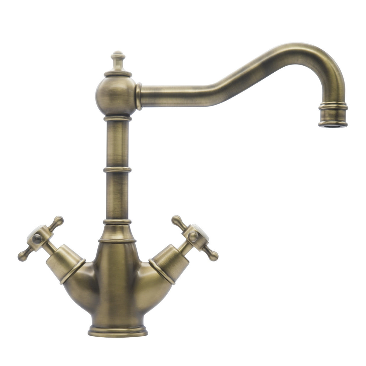 Bidbury & Co. Country Style Spout Crosshead Handles Mixer Tap with Dual Lever Front View