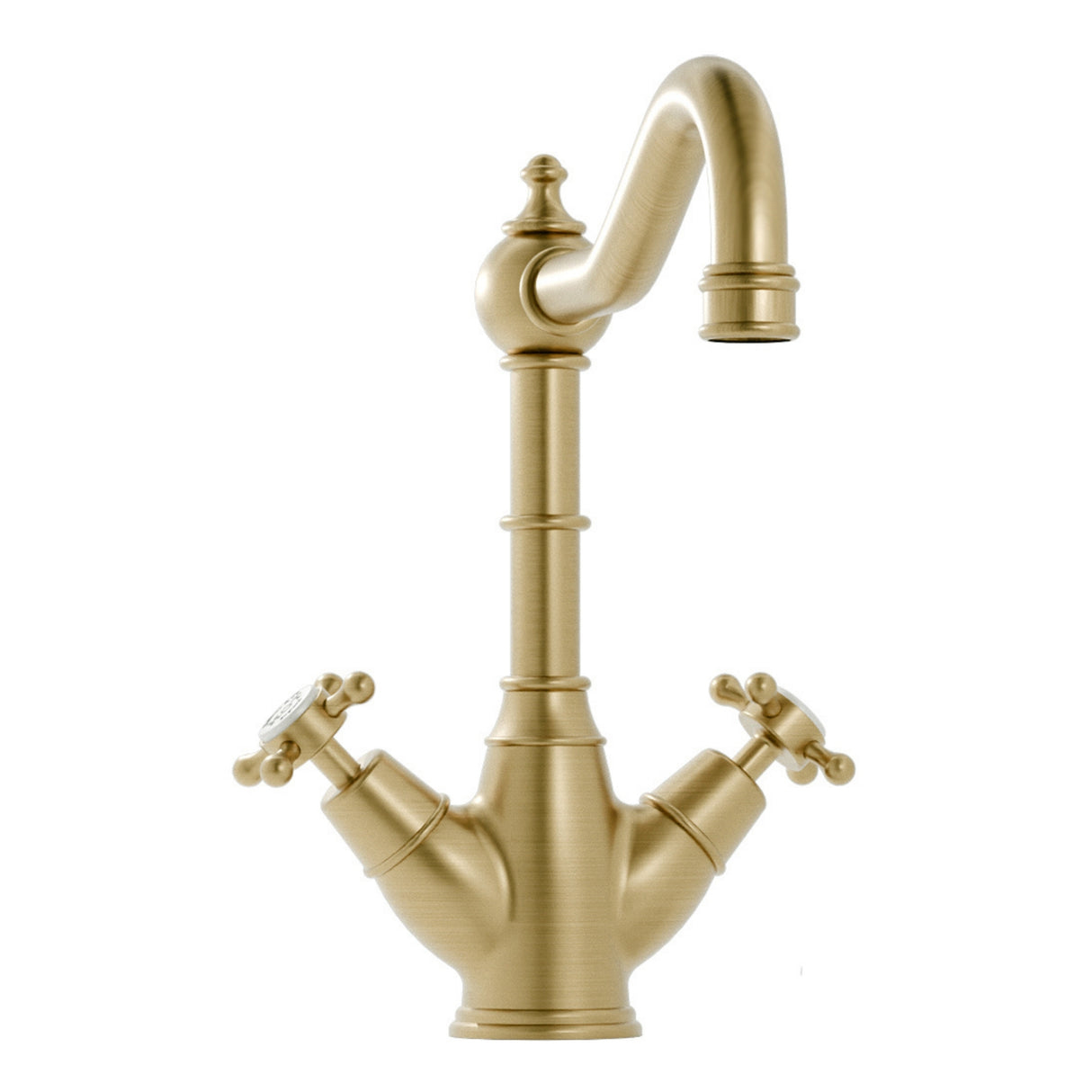 Bidbury & Co. Country Style Spout Crosshead Handles Mixer Tap with Dual Lever in Old English Brass