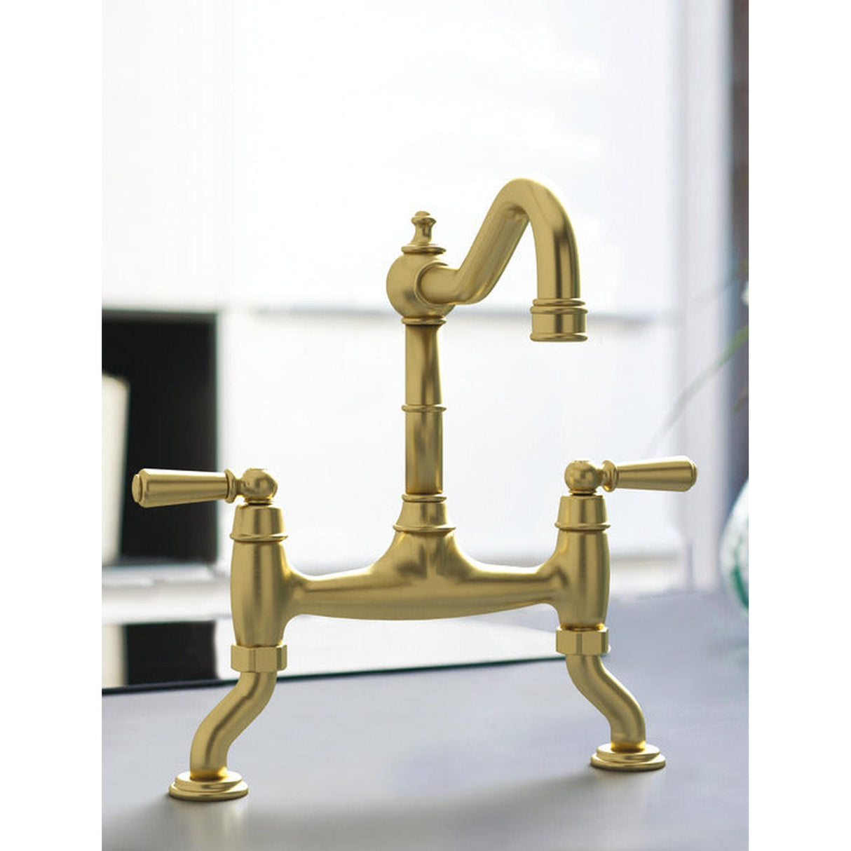 Bidbury & Co. Henbury Country Style Spout With Traditional Bridge Tap Old English Brass 57866830 1