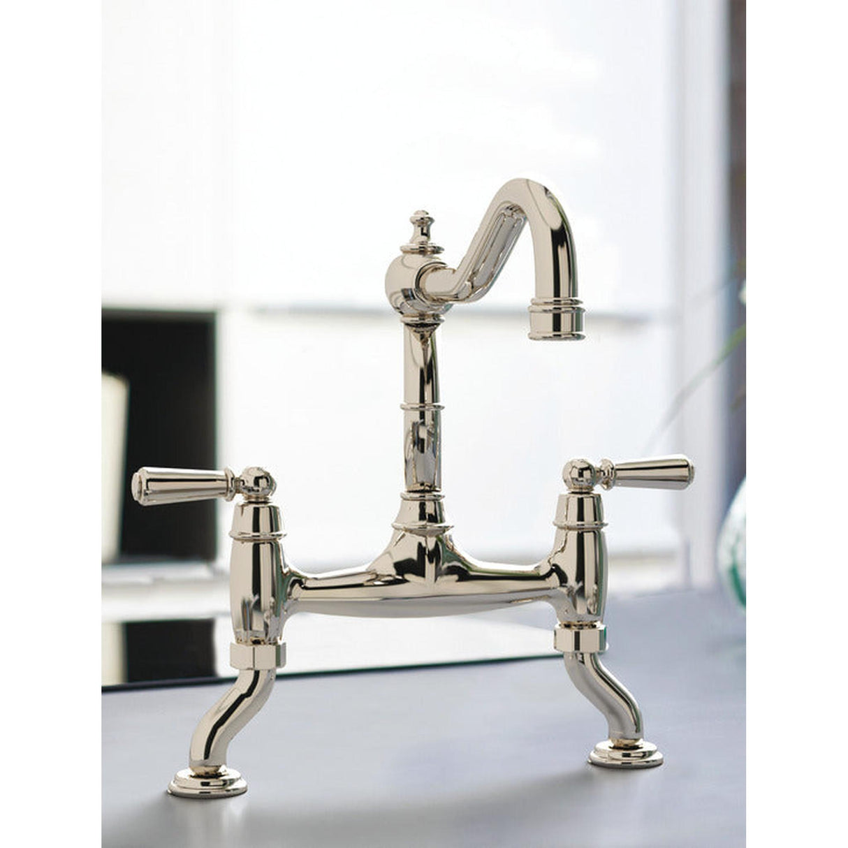 Bidbury & Co. Henbury Country Style Spout With Traditional Bridge Tap Polished Nickel 57866730 1