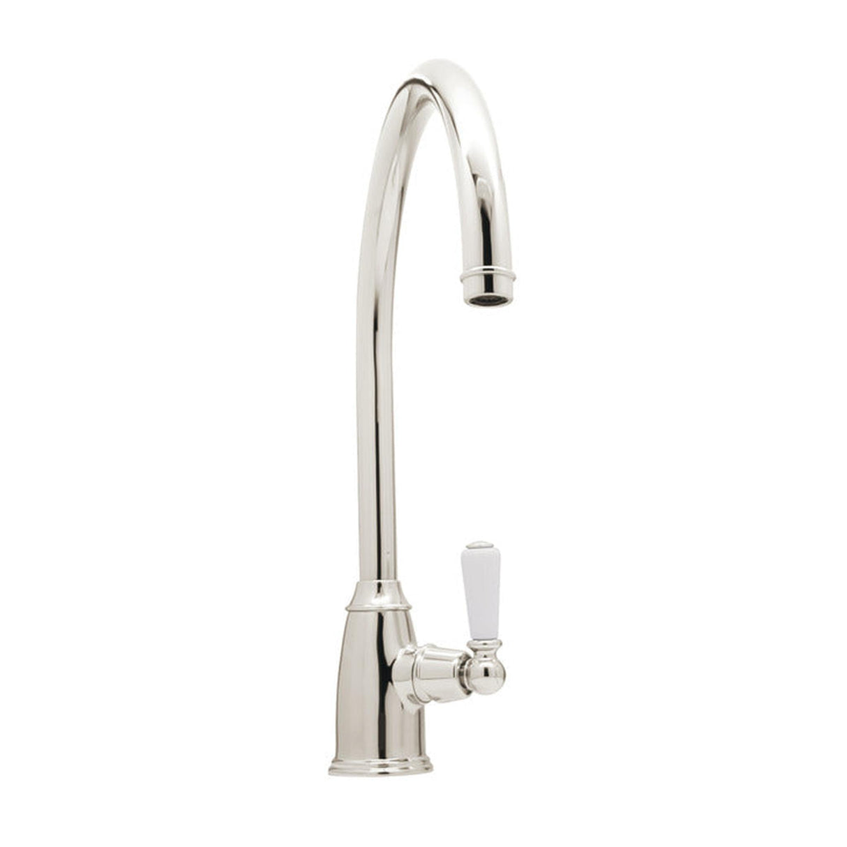 Bidbury & Co. Malvern C-Spout Porcelain Handles Mixer Tap With Single Lever Polished Nickel 57865720
