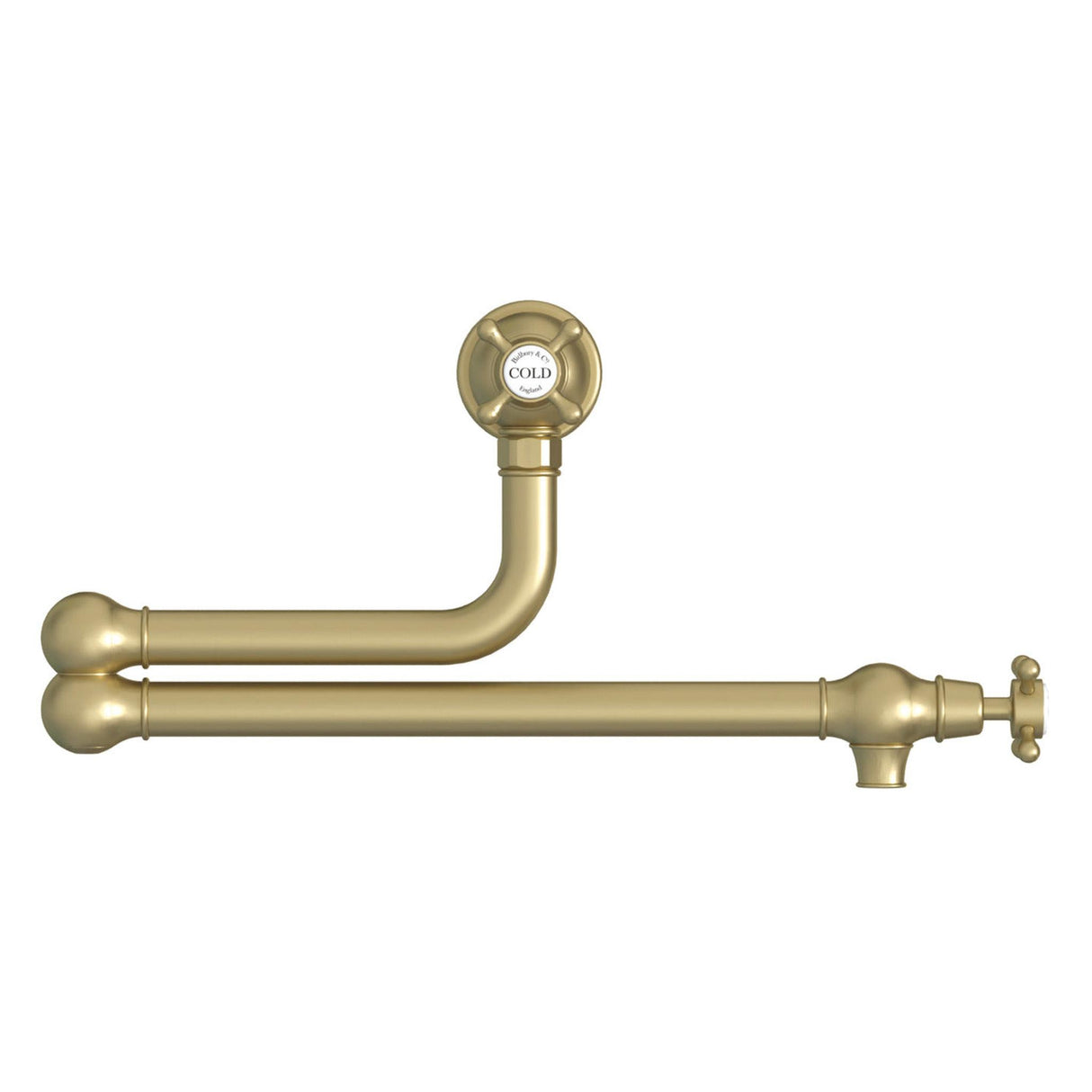 Bidbury & Co. Oakridge Crosshead Handles Pot Filler With Twin Lever Old English Brass 57866870