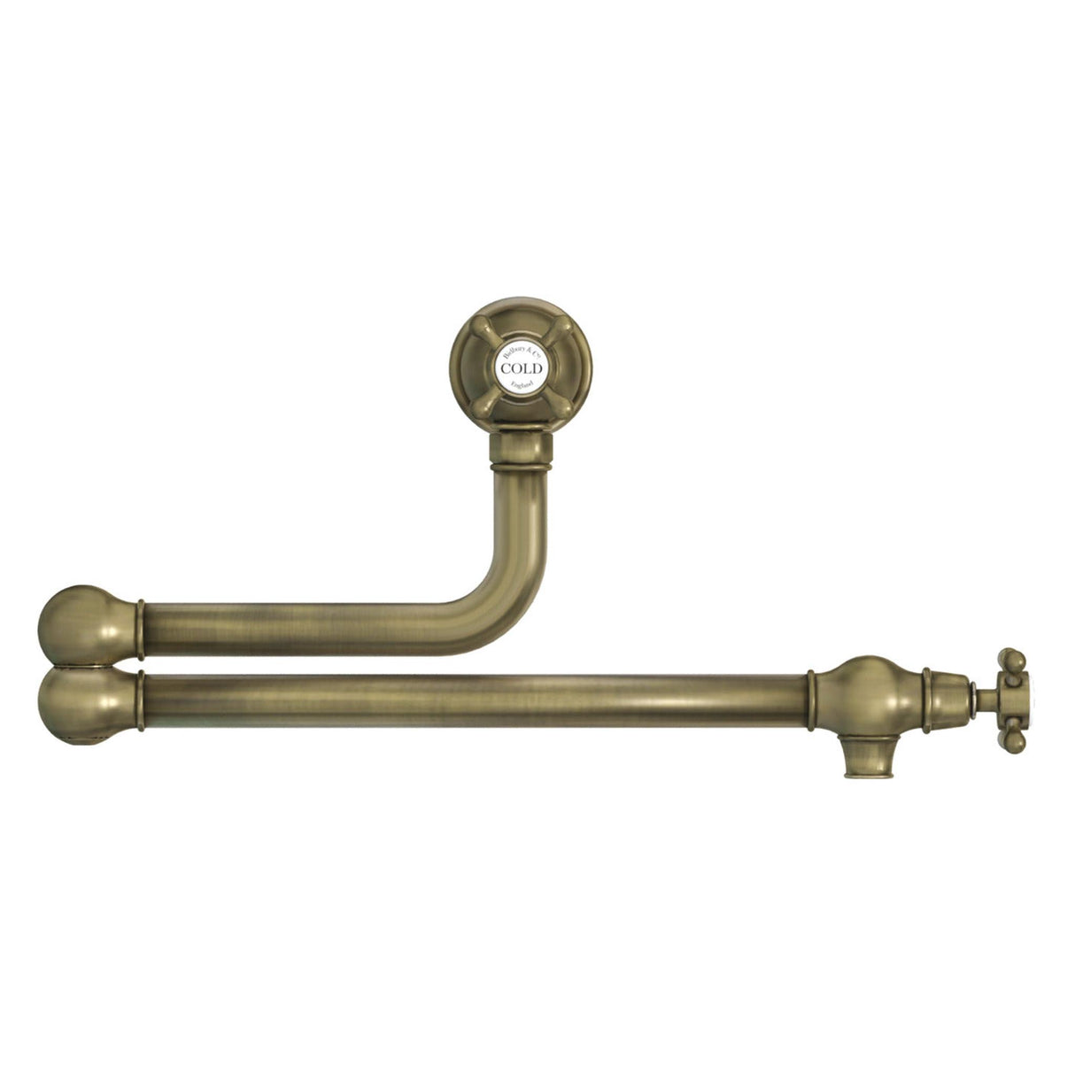 Bidbury & Co. Oakridge Crosshead Handles Pot Filler With Twin Lever Patinated Brass 57866670