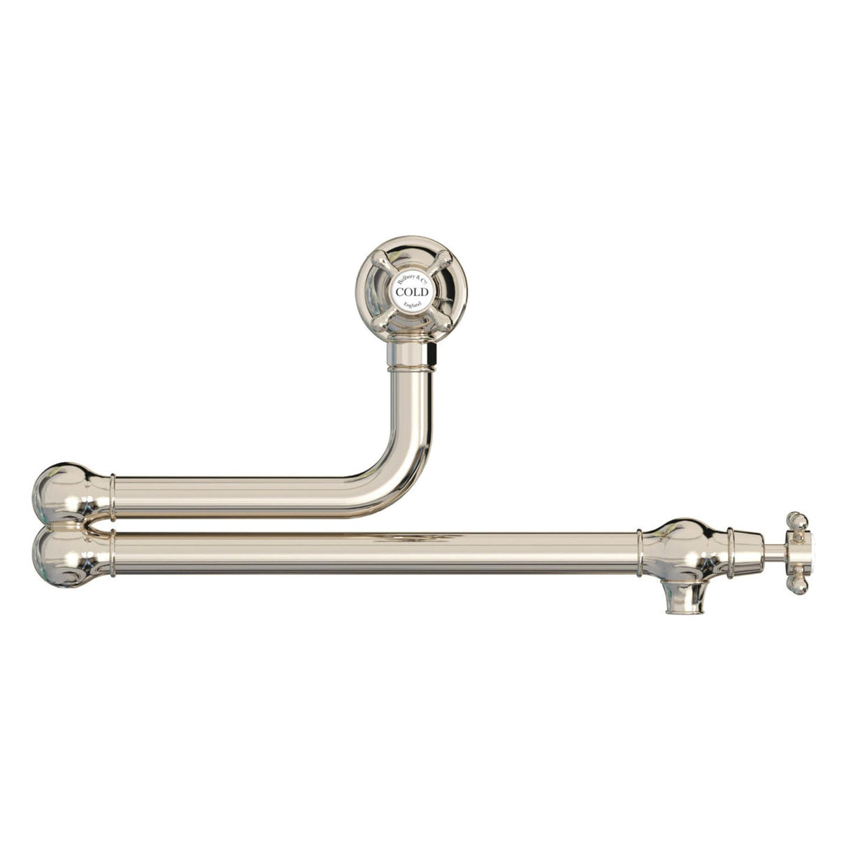 Bidbury & Co. Oakridge Crosshead Handles Pot Filler With Twin Lever Polished Nickel 57866270
