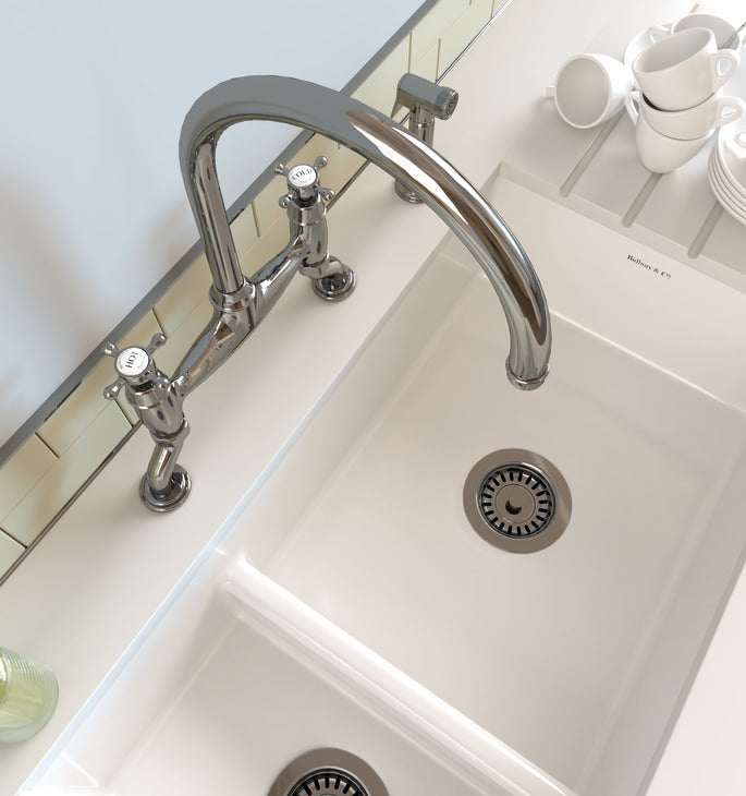 Bidbury & Co. Sherbourne Bridge Kitchen Mixer Tap with Classic Crosshead Handles & Regal Design