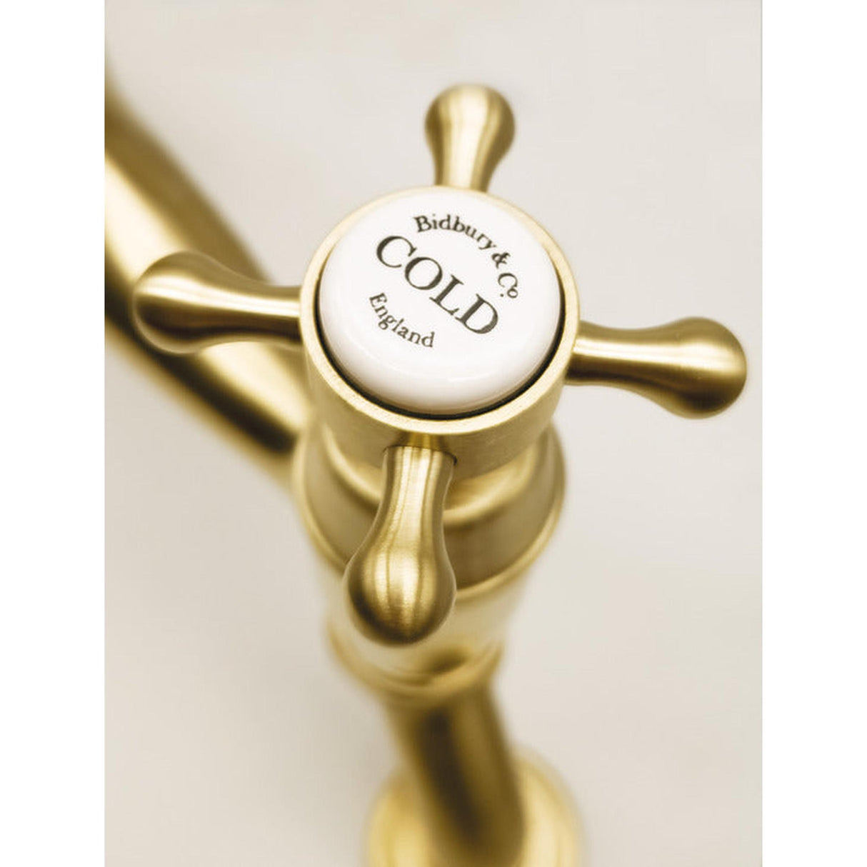 Bidbury & Co. Sherbourne C-Spout Crosshead Handles Traditional Bridge Tap Old English Brass 57865840 1