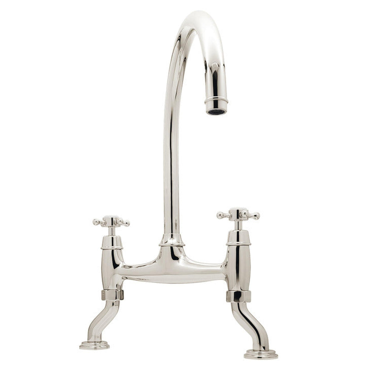 Bidbury & Co. Sherbourne C-Spout Crosshead Handles Traditional Bridge Tap Polished Nickel 57865740