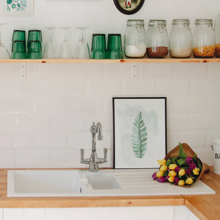 Bidbury & Co. Bickton Monobloc Kitchen Mixer Tap with Twin Lever Metal Handles