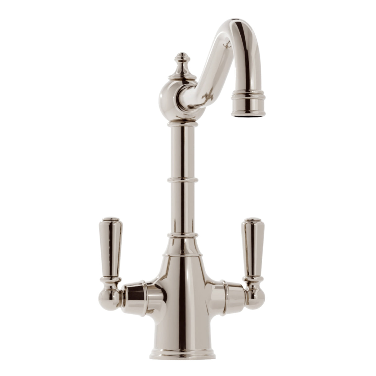 Bidbury & Co Bickton Monobloc Kitchen Mixer Tap with Twin Lever Metal Handles in Polished Nickel